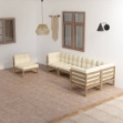 Set Divani da Giardino 6 pz con Cuscini Legno Massello di Pino
