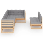 Set Salotto Giardino 7 pz Cuscini Antracite Legno Massello Pino