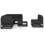 Set Salotto Giardino 8 pz Cuscini Antracite Legno Massello Pino