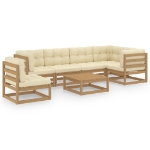 Set Salotto Giardino 7 pz con Cuscini in Legno Massello di Pino