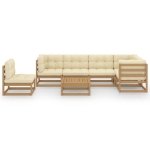Set Salotto Giardino 7 pz con Cuscini in Legno Massello di Pino