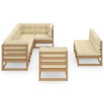 Set Salotto Giardino 8 pz con Cuscini in Legno Massello di Pino