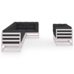 Set Salotto Giardino 8 pz Cuscini Antracite Legno Massello Pino