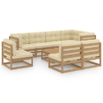 Set Salotto Giardino 9 pz con Cuscini in Legno Massello di Pino