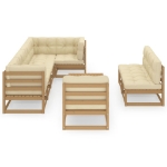 Set Salotto Giardino 9 pz con Cuscini in Legno Massello di Pino