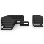 Set Salotto Giardino 9 pz Cuscini Antracite Legno Massello Pino