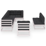 Set Salotto Giardino 9 pz Cuscini Antracite Legno Massello Pino