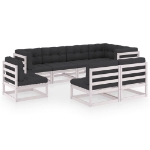 Set Salotto Giardino 8 pz Cuscini Antracite Legno Massello Pino