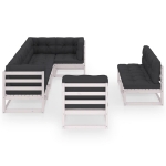 Set Salotto Giardino 8 pz Cuscini Antracite Legno Massello Pino