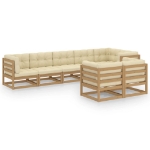 Set Salotto Giardino 8 pz con Cuscini in Legno Massello di Pino
