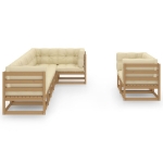 Set Salotto Giardino 8 pz con Cuscini in Legno Massello di Pino