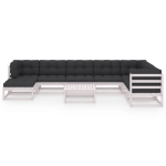 Set Salotto Giardino 9 pz Cuscini Antracite Legno Massello Pino