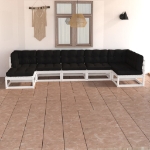 Set Salotto Giardino 7 pz Cuscini Antracite Legno Massello Pino
