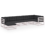 Set Salotto Giardino 7 pz Cuscini Antracite Legno Massello Pino