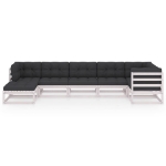 Set Salotto Giardino 7 pz Cuscini Antracite Legno Massello Pino