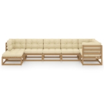 Set Salotto Giardino 7 pz con Cuscini in Legno Massello di Pino