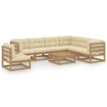 Set Salotto Giardino e Cuscini 8 pz Legno Massello Pino Ambra