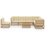 Set Salotto Giardino e Cuscini 8 pz Legno Massello Pino Ambra
