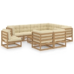 Set Salotto Giardino e Cuscini 10 pz Legno Massello Pino Ambra