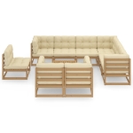 Set Salotto Giardino e Cuscini 10 pz Legno Massello Pino Ambra