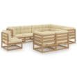 Set Salotto Giardino e Cuscini 9 pz Legno Massello Pino Ambra
