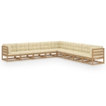 Set Salotto Giardino e Cuscini 9 pz Legno Massello Pino Ambra