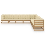 Set Salotto Giardino e Cuscini 9 pz Legno Massello Pino Ambra