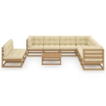 Set Salotto Giardino e Cuscini 10 pz Legno Massello Pino Ambra