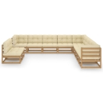Set Salotto Giardino e Cuscini 11 pz Legno Massello Pino Ambra