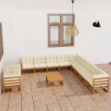 Set Salotto Giardino e Cuscini 12 pz Legno Massello Pino Ambra