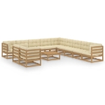 Set Salotto Giardino e Cuscini 12 pz Legno Massello Pino Ambra