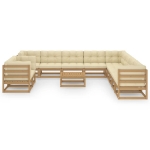 Set Salotto Giardino e Cuscini 12 pz Legno Massello Pino Ambra