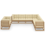 Set Salotto Giardino e Cuscini 9 pz Legno Massello Pino Ambra