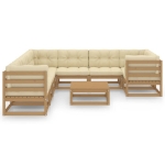 Set Salotto Giardino e Cuscini 9 pz Legno Massello Pino Ambra