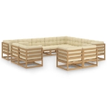 Set Salotto Giardino e Cuscini 12 pz Legno Massello Pino Ambra