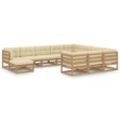 Set Salotto Giardino e Cuscini 11 pz Legno Massello Pino Ambra