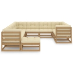 Set Salotto Giardino e Cuscini 11 pz Legno Massello Pino Ambra