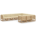 Set Salotto Giardino e Cuscini 10 pz Legno Massello Pino Ambra