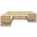 Set Salotto Giardino e Cuscini 10 pz Legno Massello Pino Ambra