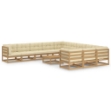 Set Salotto Giardino e Cuscini 12 pz Legno Massello Pino Ambra
