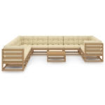 Set Salotto Giardino e Cuscini 12 pz Legno Massello Pino Ambra