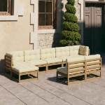 Set Salotto Giardino e Cuscini 9 pz Legno Massello Pino Ambra