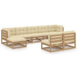 Set Salotto Giardino e Cuscini 9 pz Legno Massello Pino Ambra