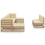 Set Salotto Giardino e Cuscini 9 pz Legno Massello Pino Ambra