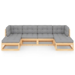 Set Divani Giardino 6 pz con Cuscini in Legno Massello di Pino