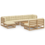 Set Salotto Giardino e Cuscini 10 pz Legno Massello Pino Ambra