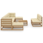 Set Salotto Giardino e Cuscini 10 pz Legno Massello Pino Ambra