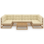 Set Salotto Giardino e Cuscini 7 pz Legno Massello Pino Ambra