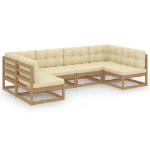 Set Salotto Giardino e Cuscini 6 pz Legno Massello Pino Ambra