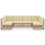 Set Salotto Giardino e Cuscini 6 pz Legno Massello Pino Ambra
